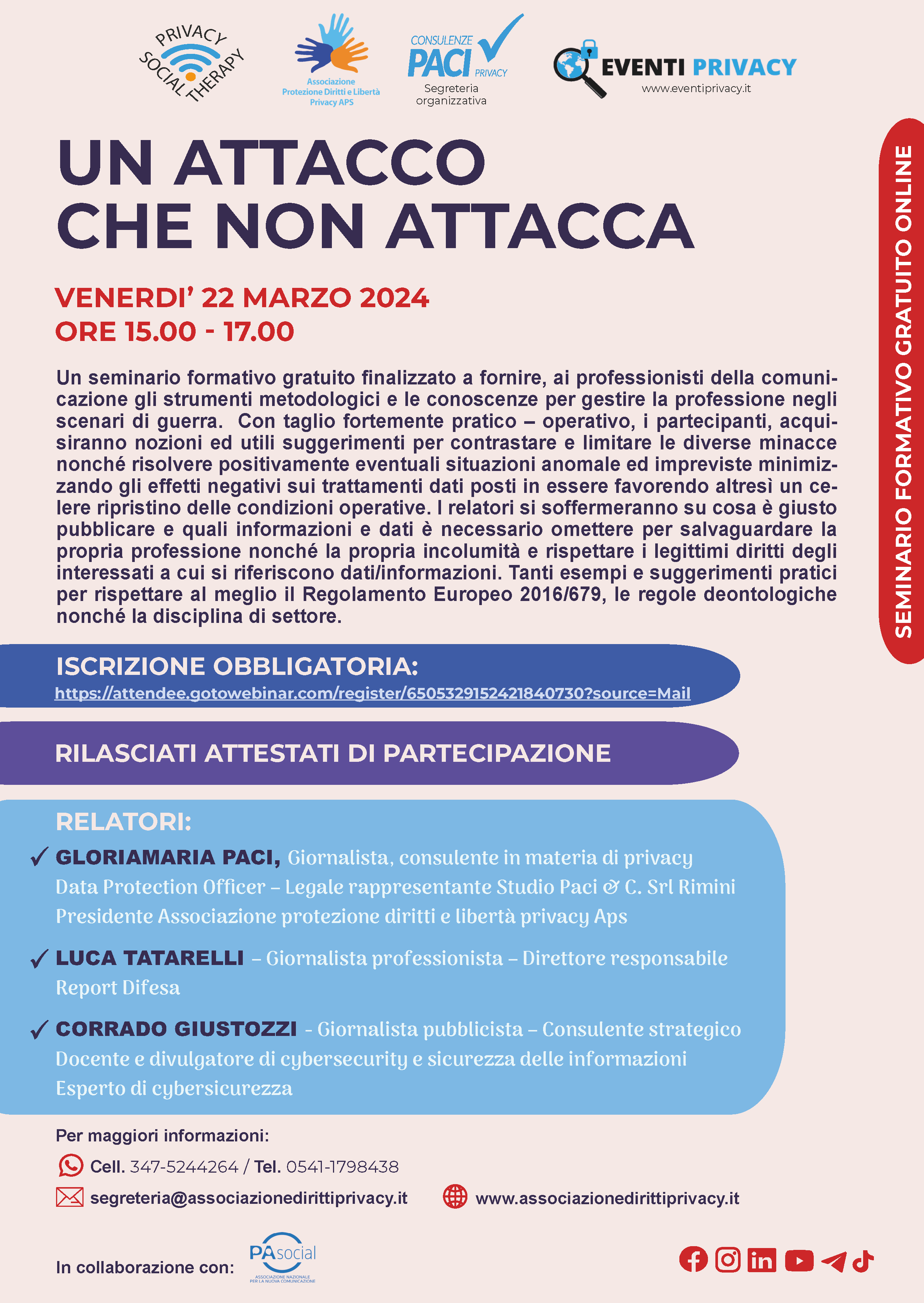 UN ATTACCO CHE NON ATTACCA - Nuovo seminario formativo gratuito online